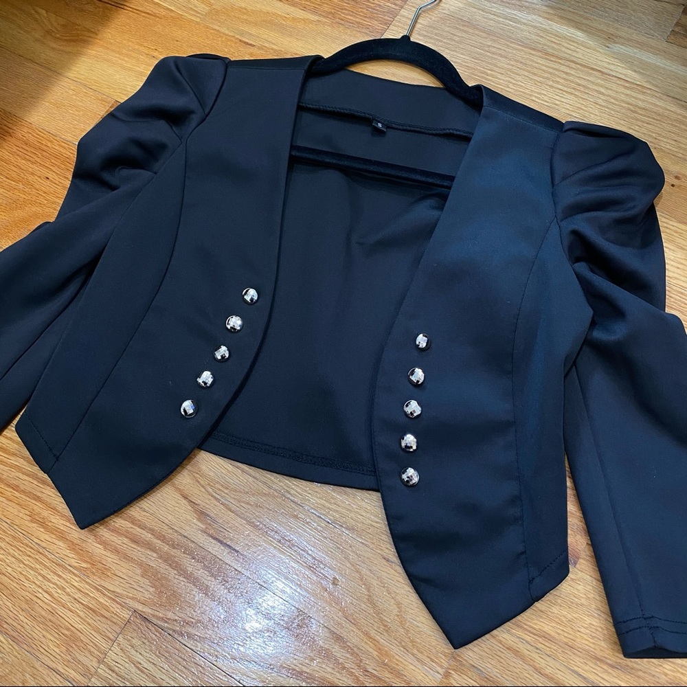 Black cropped military style jacket